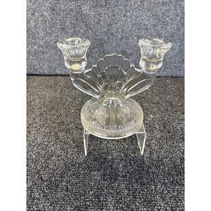 Vtg~Jeanette Glass Iris Depression Glass Double Taper Candle‎ Holders~ONLY 1